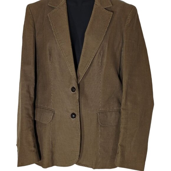 Oscar de la Renta Jackets & Blazers - Vintage Womens Oscar de La Renta Tan Corduroy Two Button Career Blazer Jacket XS